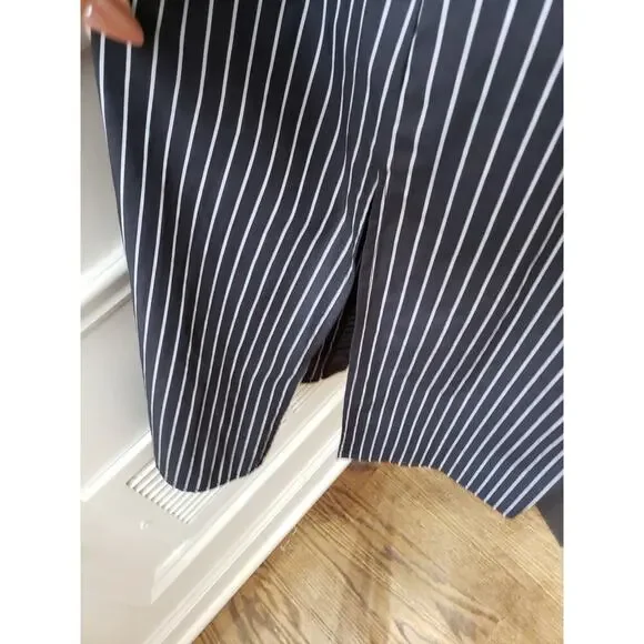 A New Day Dress Women L Black White Striped Shirt Long Sleeve Cotton Midi - Picture 12 of 15